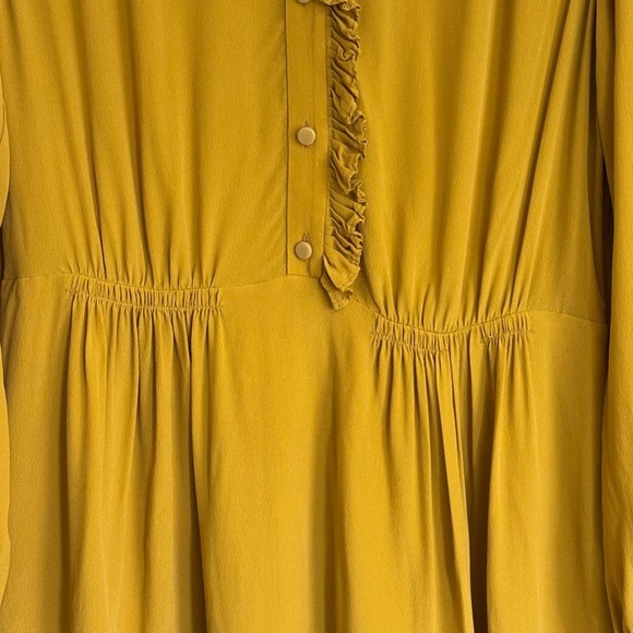 Equipment| Mustard ‘Davingnon’ Long Sleeve Ruffled Pleated Dress Sz 10 - Picture 4 of 8